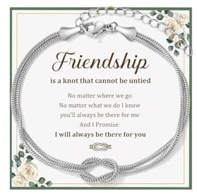 LynixTrade Friendship Bracelet for Women Love Knot Stainless Steel Silver Friendship Bracelets Birthday Christmas Friendship Jewelry Gifts for Women Friend Bestie