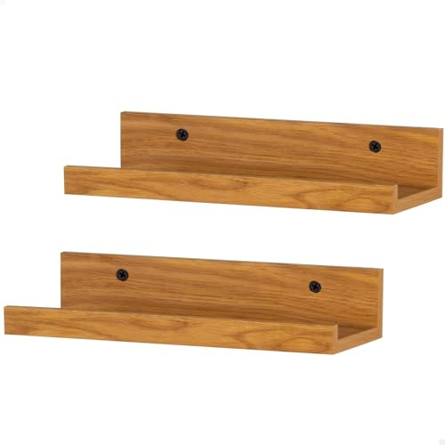 AKTIVE MAX Home Set de 2 estantes de Pared, 25 cm, Efecto Roble, Flotante, para Cuadros, Decoración, Salón, Comedor, Cocina, Baño (18486)