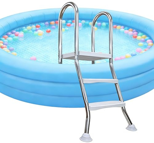 Scala per piscina fuori terra con ingresso su entrambi i lati, gradini antiscivolo e capacità di carico massima 250 kg