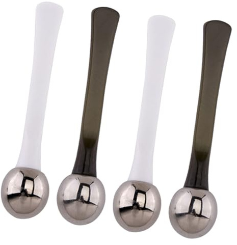 GOOHOCHY 4 Bâtonnets de Massage Oculaire en Alliage de Zinc, Applicateurs de Crème Contour des Yeux, Cuillères à Maquillage, Lot de 4 Pièces Blanc et Vert Foncé, Soins Visage Anti-poches