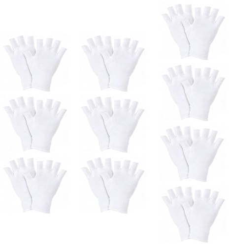 10 paia di guanti bianchi in cotone, guanti in cotone bianco per la cura delle mani, guanti da donna e uomo, guanti morbidi in cotone, guanti di cotone per l'essiccazione, attività quotidiane