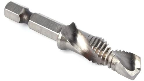 Tnfeeon Broca M10 para Taladrar en un Paso, Biselado para Carcasas Eléctricas de Chapa de Hierro y Aluminio con Punto Autocentrante, Rosca M10 X 1,5, Vástago Hexagonal HSS de 1/4 Pulgadas