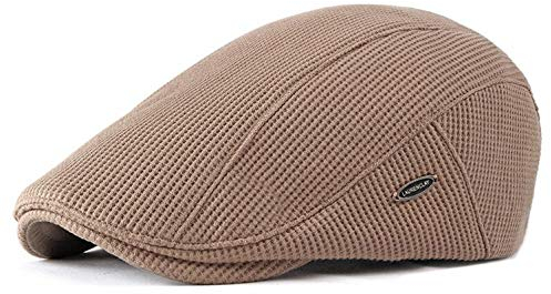 CHENNUO Winter Herrenflatcap Schirmmütze Strick Mütze Schiebermütze (6Farbn,55-60CM) (Beige)