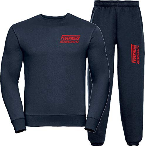 Sweat-Jogginganzug Navy, Feuerwehr ATEMSCHUTZ langes F rot