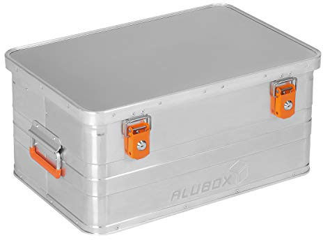 ALUBOX® B47 - Aluminiumbox 47 Liter, Maße (58 x 38 x 27,5 cm) Alukiste mit Deckel & Gummidichtung, Aufbewahrungsbox, Inhalt vor Staub und Spritzwasser geschützt, inkl. 2 Zylinderschlösser abschließbar
