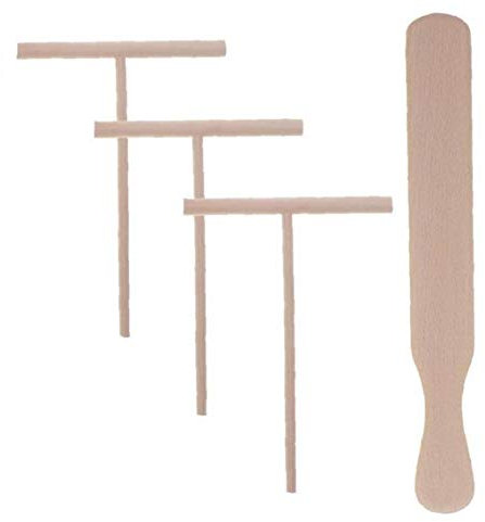 AMOYER 4PCS Pancake Utensils Crepe Tortilla Wooden Spreader and Spatula Spreading Tools Rake for Food Stall Home Restaurant