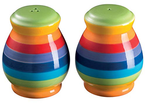Handbemalter Salz- und Pfefferstreuer mit Regenbogen-Streifen