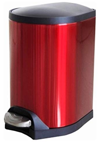 GLP Poubelle rectangulaire en acier inoxydable avec couvercle - Poubelle de cuisine à pédale - Poubelle de recyclage pour salle de bain ou bureau - 7 l - Couleur : rouge, taille : 10 l