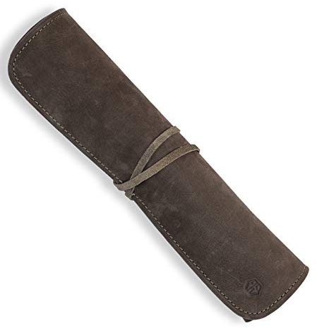 Angus Stoke Noah - Estuche para cuchillos de chef (piel, tamaño grande), verde oliva, Bolsillo para cuchillos