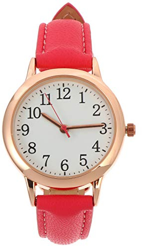 UKCOCO Damenuhr Analog Quarz mit PU-Lederarmband - Gut Lesbare Armbanduhr Damen mit Großen Zahlen - wasserdichte Mode Uhr, Einfache Casual Quarzuhr für Frauen & Mädchen