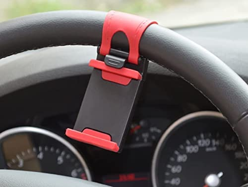 A2ZWORLD Support de téléphone Portable Volant de Voiture, Support de téléphone pour Volant de Voiture, Universel pour Smartphone avec Largeur jusqu'à 84 mm