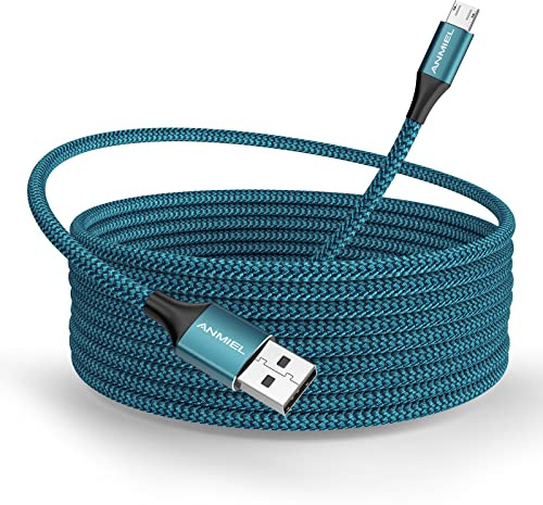 Micro USB Kabel 3M Nylon Android Micro USB Ladekabel,Micro USB Schnellladekabel Kompatibel mit Samsung Galaxy S6,S5,J7 Edge Note 5 Langlebiges Nylon Material (Grün)