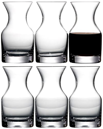 NUTRIUPS 8 oz Mini Wine Carafe, Hand-blown Individual Decanters, Set of 6 Single Serving, Small Glass Carafes Set
