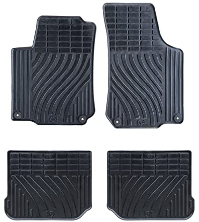 Auto Accesorios Lupex - Juego de 4 alfombrillas de goma para auto compatibles con Golf 4, adecuado para todas las estaciones, negro, moldeadas para la parte delantera y trasera