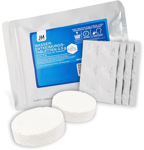 JM Expert® Wasserentkeimungstabletten [24Stk] 100% Keimfreies Trinkwasser [AQUASECURE] Formel I sicherer Wirkstoffe | Wasserreinigungstabletten ideal zur zuverlässigen Krisenvorsorge (24 Stk.)