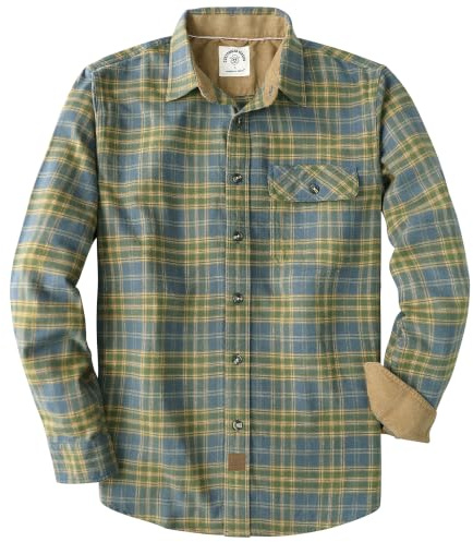 Dubinik® Flanellskjorta för män, långärmad, 100 % polyester, normal passform, ledig fleeceskjorta med ficka, S
