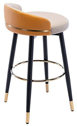 Barstuhl, um 360° drehbare Rückenlehne, Barhocker mit schwarzem Karbon-Stuhlrahmen und Goldener Fußstütze für Büro, Empfangstheke, hoher Hocker (Größe: 72 cm, Farbe: -03) (1) Made in China
