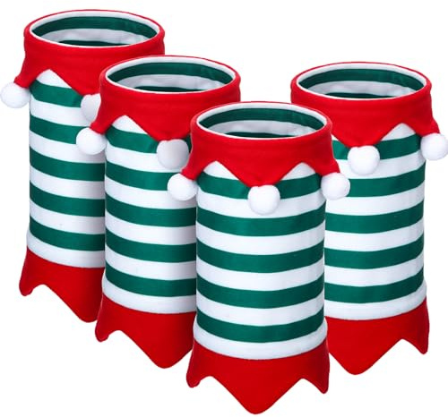 Mixweer Horse Christmas Tack Christmas Horse Leg Wraps Faux Fur Polyester Standing Wraps for Horses Leg Wraps Loose and Comfortable for Christmas Parades, Set of 4 (Stripe)