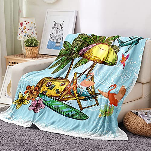 EHOMERY Manta Niños Cobija Verano Mantas para Cama Blanca Colcha Blanca Flamenco Dibujos Animados Manta De Otoño Mantas Decorativas Suaves Y Cómodas Azul 150x130cm
