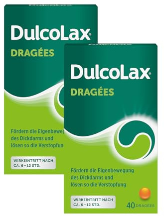 DulcoLax Dragées gegen Verstopfung | 2 x 40 Stk | Abführmittel bei Verstopfung mit Bisacodyl | Befreien planbar am nächsten Morgen | Gut verträglich | Wirken nach ca. 6-12 Stunden