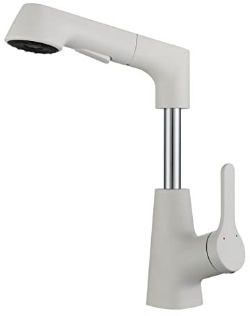 Badarmaturen mit ausziehbarer Brause, 360° drehbar, Waschbecken-Mischbatterie für heißes und kaltes Wasser, anhebbarer Einhand-Dual-Mode-Waschtischarmatur mit ausziehbarer Brause, weiß