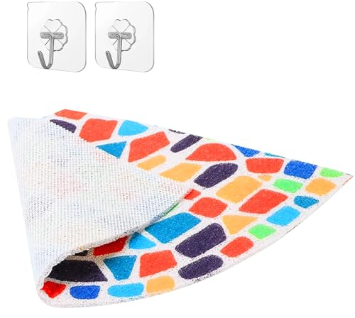 Tappetino Doccia Angolare Antiscivolo 60 x 60 cm, PVC, Con Scarico, Tappetini in Luffa per Docce Interne