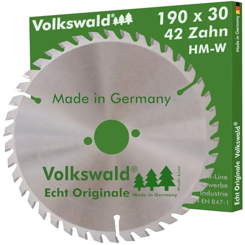 Volkswald ® HM-Sägeblatt W 190 x 30 mm Z = 42 Kunststoffe Acrylglas Massivholz Spanplatten Laminat Spanplatten beschichtet Holzplatten Tischkreissäge, Handkreissäge, Kapp- & Gehrungssäge