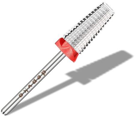 Depvko 5 in 1 Nail Drill Bits, 3/32'' Carbide Tungsten Nail Bits, Two Way Rotate Professional Advanced Safety Cuticle Bits for Nail, Fast Remove for Manicure Pedicure Cuticle Gel Polishing(F, Silver)