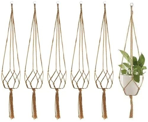 2 Stück Hängende Pflanzgefäße, Körbe, Makramee-anlage, Aufhänger, Wandbehang, Blumentopf-Rack, Pflanzen-hängenetz Für Balkon-Dekoration