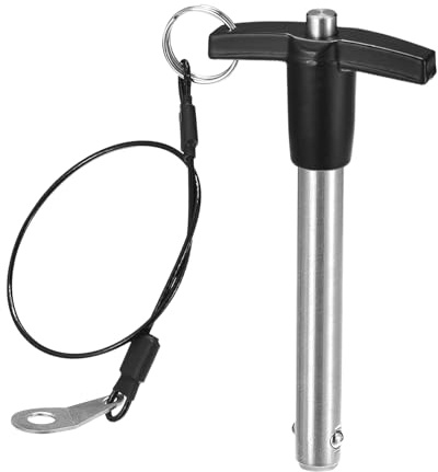 DTGN Spilla Rilascio Rapido Maniglia T - BENE 12mmx80mm(Dxl Nero/Argento | Spillo Bloccaggio Sfera, Acciaio Inossidabile 304, per Collegare Installare Componenti, Pulsante Pressione