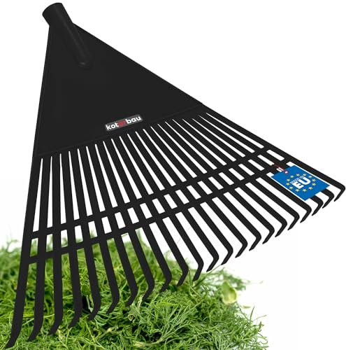 KOTARBAU® Râteau éventail 40 x 55 cm |Ramasse-feuilles |Rateau A Feuille Noir |Rateau Feuilles Jardin |Balai A Gazon |Rateau A Gazon |Balai A Feuilles |Râteau à Feuilles |Balai à Gazon sans tige