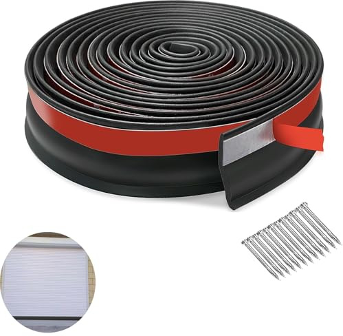 WLHFDC Garagentor Dichtung 3 Meter,Dichtungsstreifen Gummileiste Selbstklebend,Gummilippe Dichtungsband Wetterfeste Dichtung Garagentor Gummilippe mit Nägel-Halten Ihre Garage Sauber und Trocken