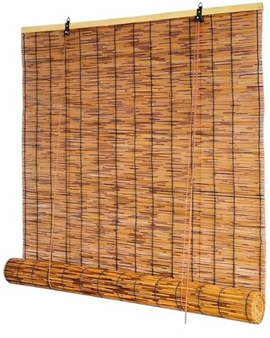 Bambus Rollo Jalousine Outdoor Bambusrollo Vorhang Wetterfest 80 90 100 110 120 130 140cm Retro Fenster Rollo Mit Lifter Sonnenschutz Sichtschutz Außenrollo Für Fenster Pavillon Balkon Schilfvorhänge