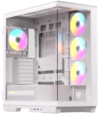 Nfortec URSA - Torre PC Gaming Mid Tower - EATX/ATX/MicroATX/ITX, 4 Ventiladores PWM ARGB, Vidrio Templado Deslizante, USB-C, Refrigeración Líquida 420mm, Blanca