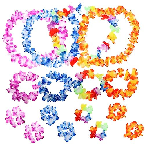 IMIKEYA Hawaii 40 Stücke Stirnband Armband Halskette Hawaiian Kranz Luau Dekorationen