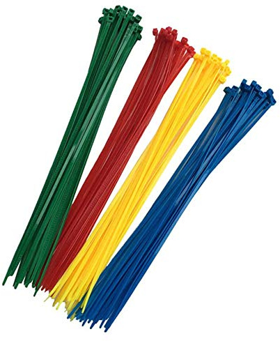 Fascette Colorate per Cavi, 300mm X 3,6mm, 400 Pezzi Multicolore di Plastica, Fascette di Cablaggio, Elettricista Nylon Quattro Colori - Rosso/Giallo/Verde/Blu