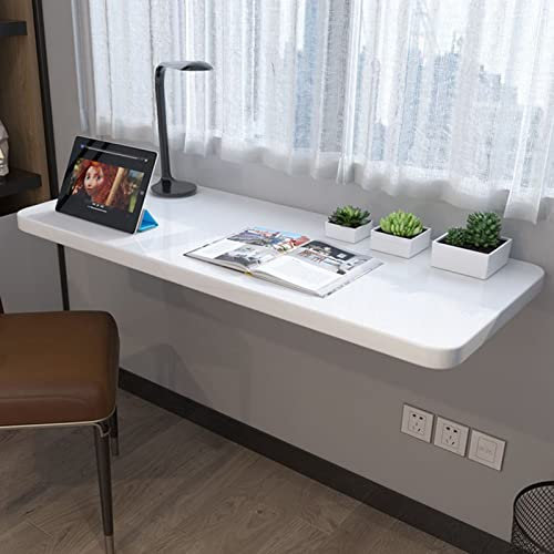 Robuster Wand-Klapptisch für Küche und Esszimmer, schwebender Wandschreibtisch für kleinen Raum, wandmontierter Klapptisch mit Tragkraft, 70 kg, Waschküchentisch, Schreibtisch, weiß, Größe 120 x 40 cm