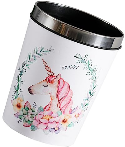 CAXUSD Bag round Garbage Pvc and Leather, Feature Fixing 12l Bin Cartoon Waste Basket with Pressing Ring Design Trash Bin Suitable for Home Use