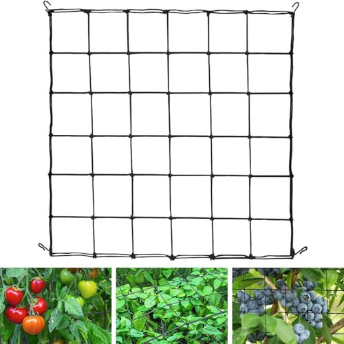 Elastic Trellis Netting 90x90cm, Elasticated Grow Tent Scrog Netting With 15 Hooks, Heavy-Duty Elastic Plant Net, Flexible Hydroponics Support for Gardening Indoor Outdoor Plant
