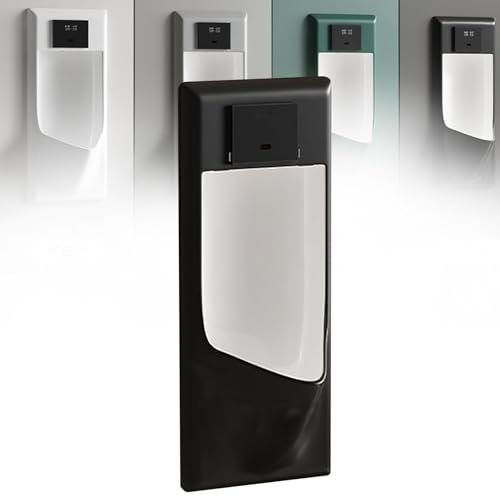 PQXQZ Urinal für Männer Auslaufsicher Keramik Urinale Eingebautes Sparsames Pissoir für Männer und Erwachsene Intelligentes Urinal mit SensorspüLung für Männer(Black)