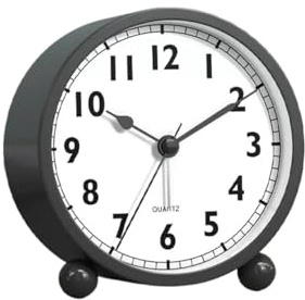 Lijiaxiuyc-101 sveglie Sveglia analogica, Piccolo Orologio con Luce Notturna, Funzionamento a Batteria, for Soggiorno, Camera da Letto, scrivania Sveglia da Comodino(Nero,3.15inch)