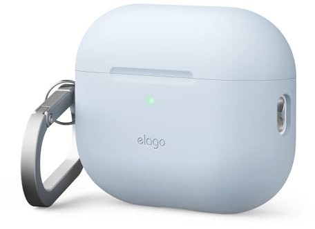 elago Coque en Silicone pour AirPods Pro 3 Étui | Mousqueton Inclus, Supporte Le Chargement Sans Fil, Antichoc, Protection Complète (Bleu Clair)