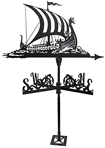 Veleta de Acero Inoxidable, Veleta Retro con Forma de velero, Barco de Pesca, Barco Pirata, Veleta Duradera, Veleta con Forma de Granja para jardín, indicador Decorativo de dirección del Viento