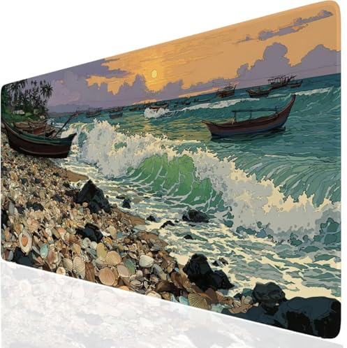 Boot Mauspad XXL, Grün Mousepad 1000x400x3mm mit Genähten Kanten, Mauspad Großes Schreibtischauflage, Gaming Mousepad Wasserdicht und rutschfest, Desk Mat Vernähte Kanten für MacBook, Laptop DE-7669
