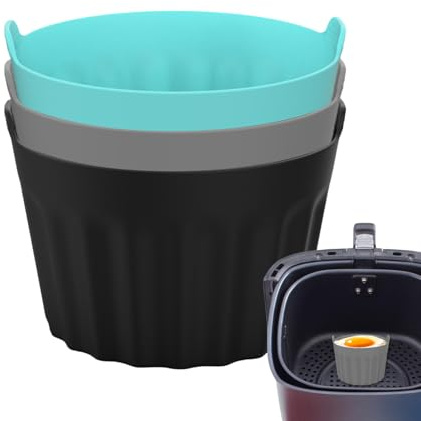 Pirottini da forno in silicone per cottura – pirottini riutilizzabili per muffin | per friggitrice ad aria calda per uova in camicia, per friggitrice con rivestimento antiaderente