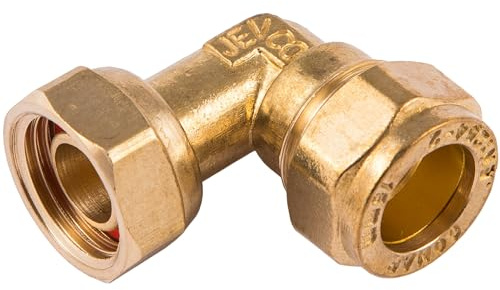 Westco - Conector de grifo doblado de latón J611 (DZR) de 15 mm x 1/2 pulgadas, compresión C x FI 90°, 2 unidades
