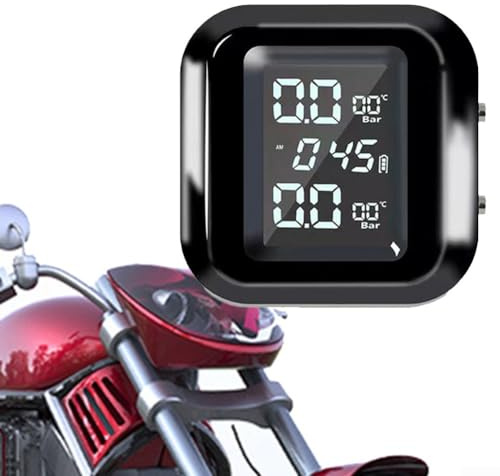 LatoYard Sistema de alarma inalámbrico para motocicleta TPMS LCD con monitor de presión de neumáticos y temperatura con pantalla en tiempo real