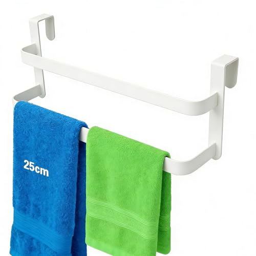 Tür Handtuchhalter, Edelstahl Handtuchhalter Küche, Spültuchhalter ohne Bohren, Geschirrtuchhalter für Tür und Küche, Handtuchhalter zum Einhängen ohne Bohren (Weiß)