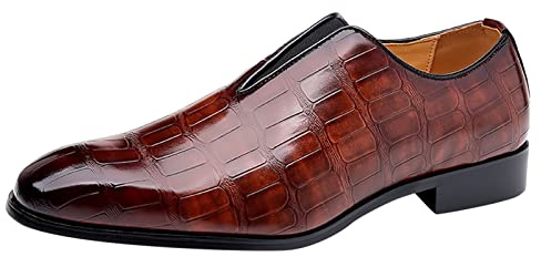 Lackskor män eleganta, kvällsskor män vintage låg klack herrskor klassiska fritidsskor kostym mockasiner tofflor formella loafers slip-on klänning skor bröllop halvskor, BRUN, 48 EU
