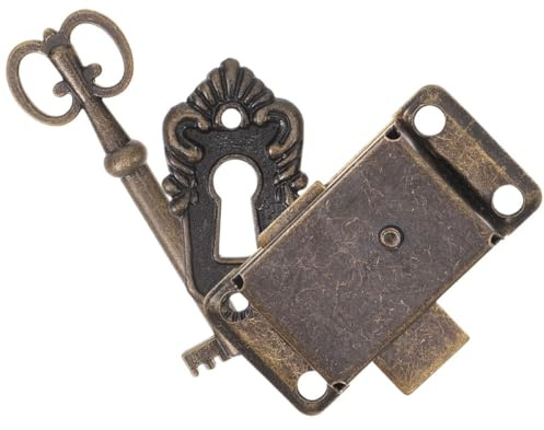 Lurrose Set Serrature per Armadietto Vintage con Chiave 53x26mm in Stile Antico per Mobili e Cassetti, Ferramenta per Mobili con Installazione Semplice e Sicurezza Versatile
